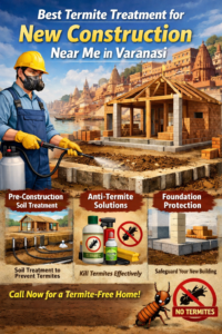 Best Termite Treatment for New Construction Near Me in Varanasi
for new construction in Varanasi showing pre-construction soil treatment, anti-termite solutions, and foundation protection by pest control professional.